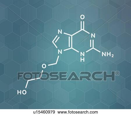 Stock Photo - Acyclovir antiviral drug, molecular model. Fotosearch