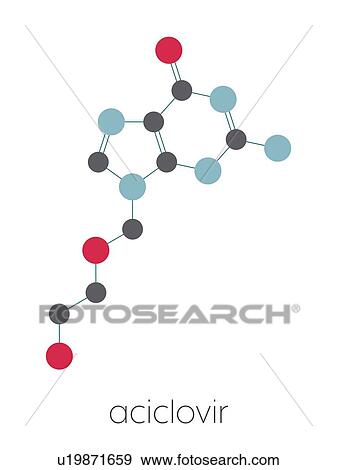 Stock Photo - Acyclovir antiviral drug, molecular model. Fotosearch