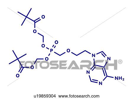 Picture - Adefovir dipivoxil hepatitis B and HSV drug, molecular model. Fotosearch