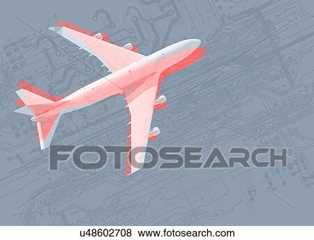 Aeroplane and circuit board, illustration. View Large Photo Image Stock Photo - Aeroplane and circuit board, illustration.. Fotosearch