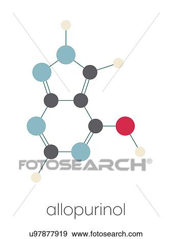 Stock Photo - Allopurinol gout drug, molecular model. Fotosearch