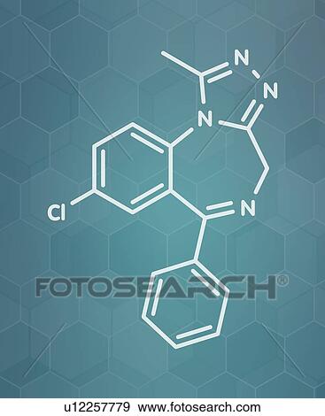 Stock Photo - Alprazolam sedative and hypnotic drug, molecular model. Fotosearch