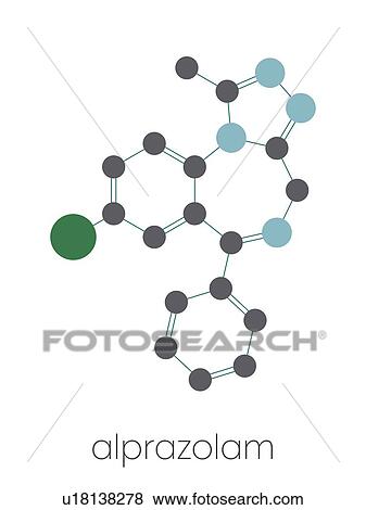 Stock Photo - Alprazolam sedative and hypnotic drug, molecular model. Fotosearch