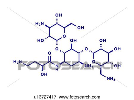 Stock Photo - Amikacin aminoglycoside antibiotic, molecular model. Fotosearch