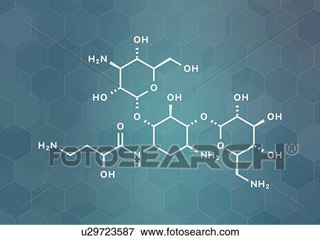 Stock Photo - Amikacin aminoglycoside antibiotic, molecular model. Fotosearch