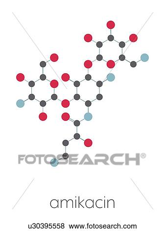 Stock Photo - Amikacin aminoglycoside antibiotic, molecular model. Fotosearch