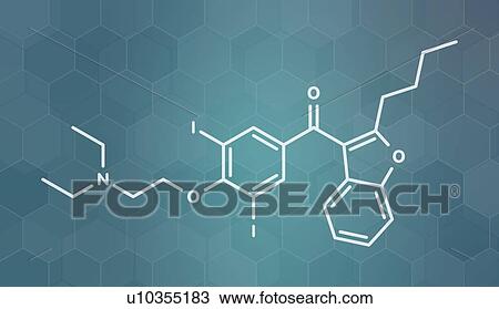 Stock Image - Amiodarone antiarrhythmic drug, molecular model. Fotosearch