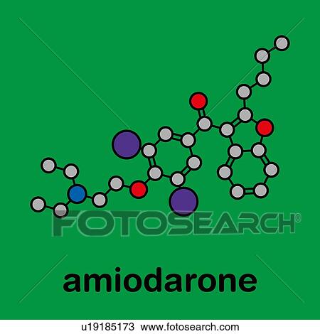 Stock Image - Amiodarone antiarrhythmic drug, molecular model. Fotosearch