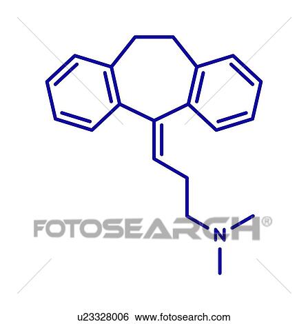 Stock Photograph - Amitriptyline tricyclic antidepressant drug, molecular model. Fotosearch