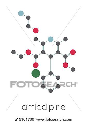 Stock Image - Amlodipine hypertension drug, molecular model. Fotosearch