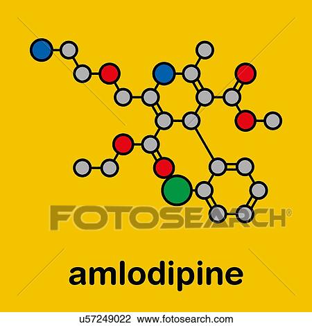 Stock Image - Amlodipine hypertension drug, molecular model. Fotosearch