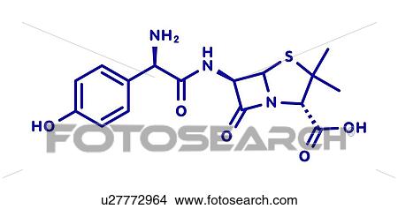Picture - Amoxicillin beta-lactam antibiotic drug, molecular model. Fotosearch