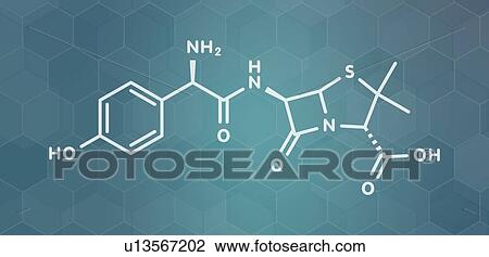 Stock Image - Amoxicillin beta-lactam antibiotic drug, molecular model. Fotosearch