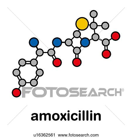 Stock Image - Amoxicillin beta-lactam antibiotic drug, molecular model. Fotosearch