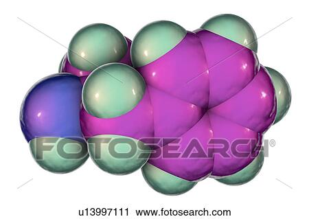 Stock Image - Amphetamine drug, molecular model. Fotosearch