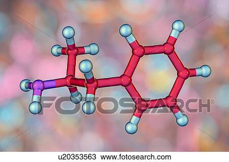 Stock Image - Amphetamine drug, molecular model. Fotosearch