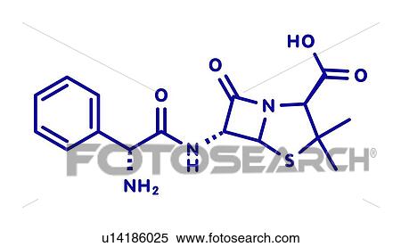 Stock Photography - Ampicillin beta-lactam antibiotic drug, molecular model. Fotosearch