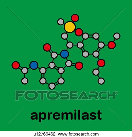 Stock Image - Apremilast investigational psoriasis drug, molecular model. Fotosearch