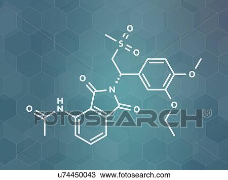 Stock Image - Apremilast investigational psoriasis drug, molecular model. Fotosearch