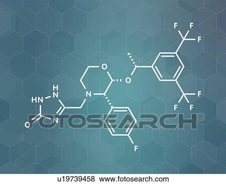 Stock Photo - Aprepitant antiemetic drug, molecular model. Fotosearch