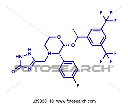 Stock Photo - Aprepitant antiemetic drug, molecular model. Fotosearch