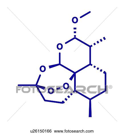 Stock Photograph - Artemether malaria drug, molecular model. Fotosearch