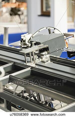 Stock Photo - Assembly station for PVC windows and doors. Fotosearch