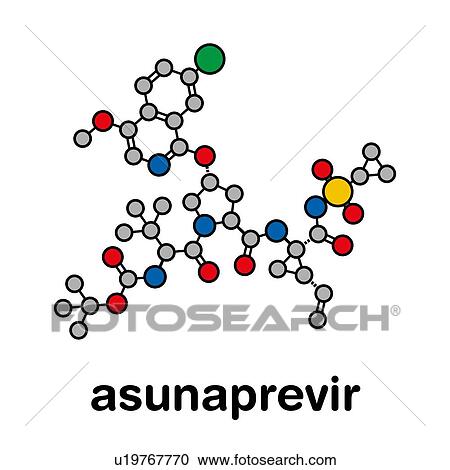 Stock Image - Asunaprevir hepatitis C virus drug, molecular model. Fotosearch