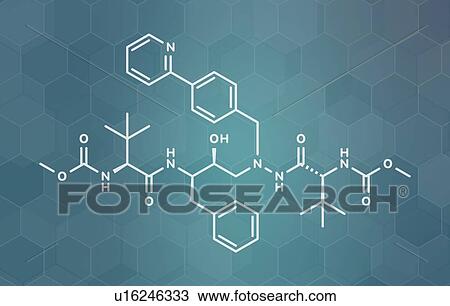 Stock Image - Atazanavir HIV drug, molecular model. Fotosearch