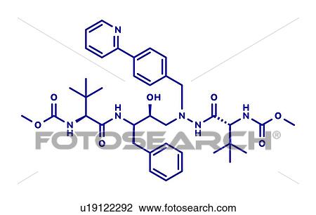Stock Image - Atazanavir HIV drug, molecular model. Fotosearch