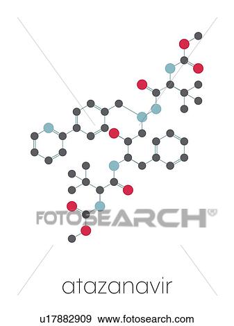 Stock Photo - Atazanavir HIV drug, molecular model. Fotosearch