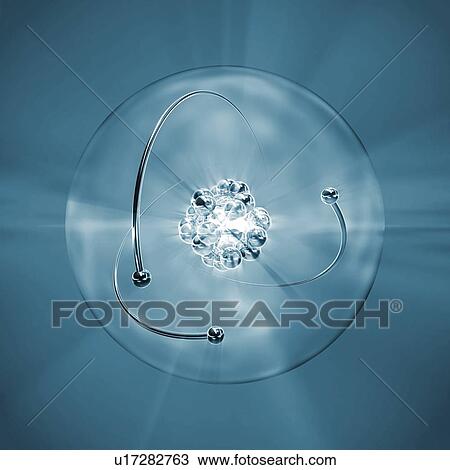 Stock Image - Atom, illustration. Fotosearch
