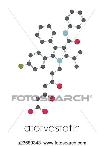 Stock Image - Atorvastatin cholesterol lowering drug, molecular model. Fotosearch