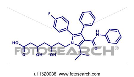 Stock Photo - Atorvastatin cholesterol lowering drug, molecular model. Fotosearch