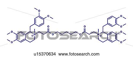 Picture - Atracurium skeletal muscle relaxant drug, molecular model. Fotosearch