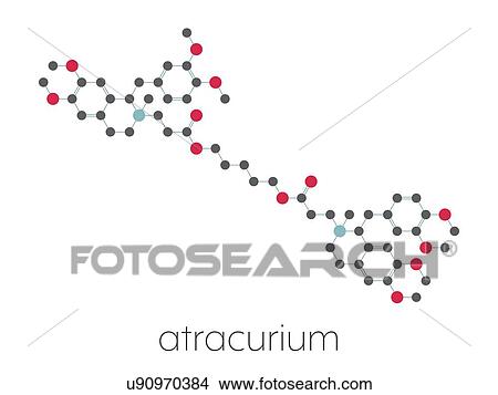 Picture - Atracurium skeletal muscle relaxant drug, molecular model. Fotosearch