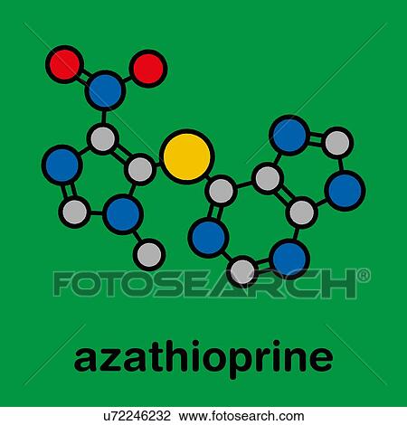Stock Image - Azathioprine immunosuppressive drug, molecular model. Fotosearch