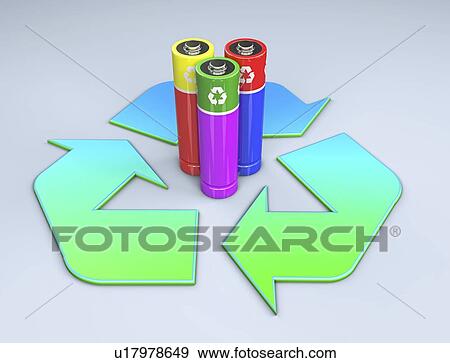 Battery recycling, conceptual illustration View Large Photo Image Stock Photo - Battery recycling, conceptual illustration. Fotosearch