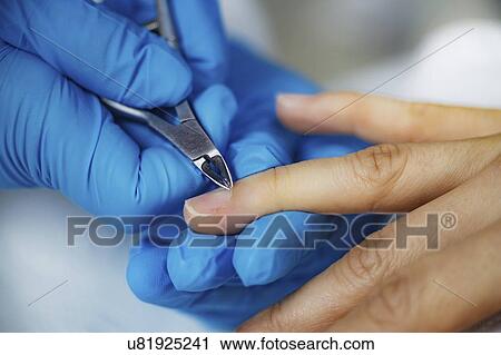 Beautician trimming cuticles View Large Photo Image Stock Image - Beautician trimming cuticles. Fotosearch