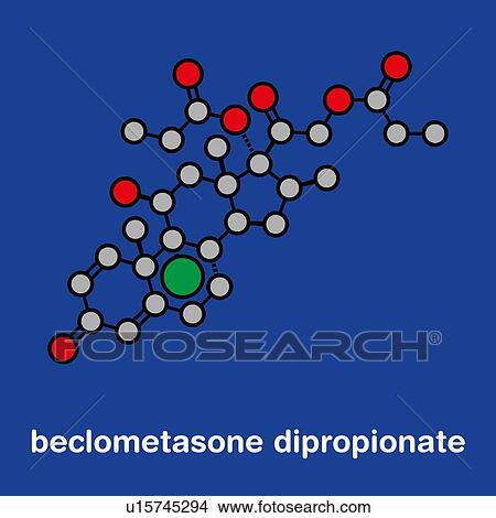 Picture - Beclometasone glucocorticoid drug, molecular model. Fotosearch