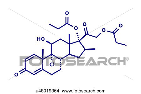 Picture - Beclometasone glucocorticoid drug, molecular model. Fotosearch