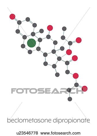 Stock Photo - Beclometasone glucocorticoid drug, molecular model. Fotosearch