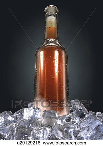Beer bottle on ice, illustration View Large Photo Image Stock Photograph - Beer bottle on ice, illustration. Fotosearch