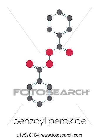 Picture - Benzoyl peroxide acne drug, molecular model. Fotosearch