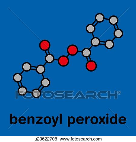 Stock Photo - Benzoyl peroxide acne drug, molecular model. Fotosearch