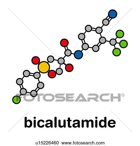 Stock Image - Bicalutamide prostate cancer drug, molecular model. Fotosearch