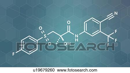 Stock Image - Bicalutamide prostate cancer drug, molecular model. Fotosearch