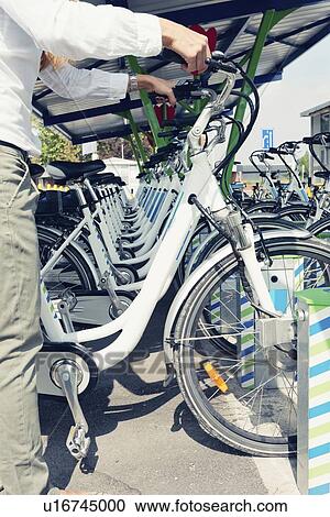 Stock Image - Bicycle sharing station. Fotosearch