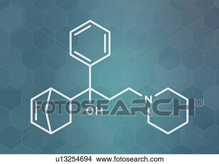 Picture - Biperiden Parkinson's disease drug, molecular model. Fotosearch