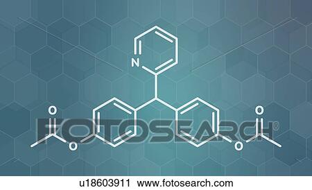 Stock Image - Bisacodyl laxative drug, molecular model. Fotosearch